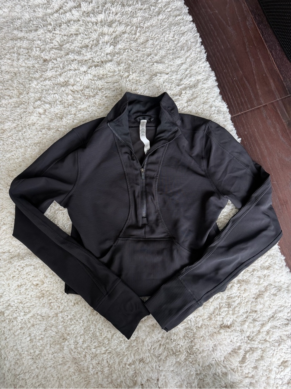 Lululemon It’s Rulu Cropped Black Long Sleeve Half Zip